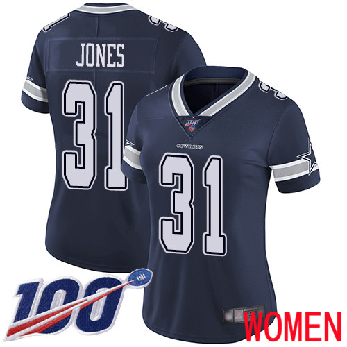 Women Dallas Cowboys Limited Navy Blue Byron Jones Home #31 100th Season Vapor Untouchable NFL Jersey->dallas cowboys->NFL Jersey